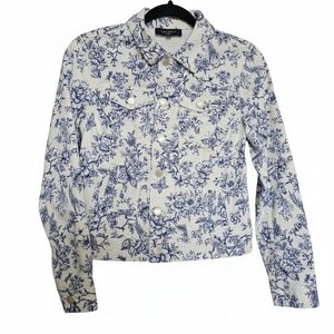 Talbots Butterfly Floral Stretchy Jean Jacket
